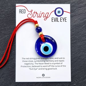 Red String Evil Eye Car Rearview Mirror Amulet Charm, Turkish Nazar Evil Eye Gift, New Home Good Luck Gift, Wall Hanging Decoration, 4.5cm image 3