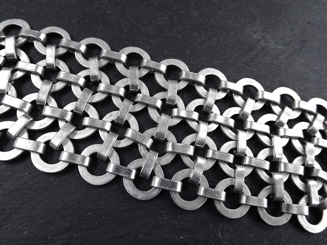 Artisan Circles Chain Mail Ethnic Tribal Statement Bracelet Authentic ...