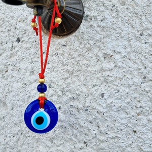 Red String Evil Eye Car Rearview Mirror Amulet Charm, Turkish Nazar Evil Eye Gift, New Home Good Luck Gift, Wall Hanging Decoration, 4.5cm image 4