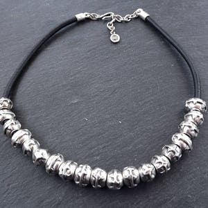 Rustieke Tribal schuifregelaar kraal zilver & lederen verklaring ketting-authentiek Turkse stijl