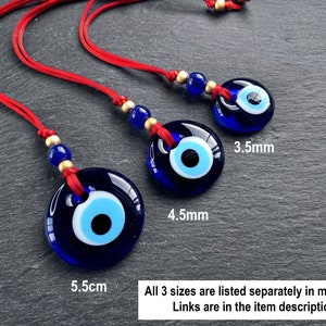Red String Evil Eye Car Rearview Mirror Amulet Charm, Turkish Nazar Evil Eye Gift, New Home Good Luck Gift, Wall Hanging Decoration, 3.5cm image 9