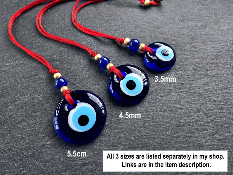 Red String Evil Eye Car Rearview Mirror Amulet Charm, Turkish Nazar Evil Eye Gift, New Home Good Luck Gift, Wall Hanging Decoration, 3.5cm image 9