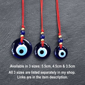 Red String Evil Eye Car Rearview Mirror Amulet Charm, Turkish Nazar Evil Eye Gift, New Home Good Luck Gift, Wall Hanging Decoration, 3.5cm image 8