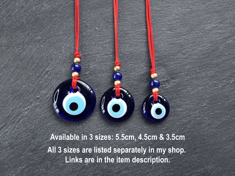 Red String Evil Eye Car Rearview Mirror Amulet Charm, Turkish Nazar Evil Eye Gift, New Home Good Luck Gift, Wall Hanging Decoration, 4.5cm image 8