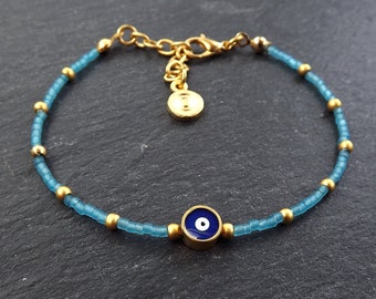 Evil Eye Bracelet, Good Luck Gift, Protect, Lucky, Blue Bracelet, Friendship Bracelet, Gift for Her, Gift for Him, Turkish Eye, Nazar, Blue