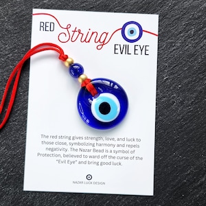 Red String Evil Eye Car Rearview Mirror Amulet Charm, Turkish Nazar Evil Eye Gift, New Home Good Luck Gift, Wall Hanging Decoration, 3.5cm image 7