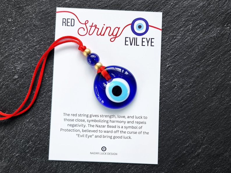 Red String Evil Eye Car Rearview Mirror Amulet Charm, Turkish Nazar Evil Eye Gift, New Home Good Luck Gift, Wall Hanging Decoration, 4.5cm image 7