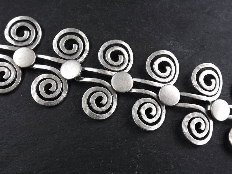 Authentic Turkish Style Jewelry Artisan Hammered Spiral Scroll Ethnic Tribal Statement Bracelet