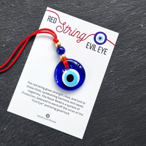 Red String Evil Eye Car Rearview Mirror Amulet Charm, Turkish Nazar Evil Eye Gift, New Home Good Luck Gift, Wall Hanging Decoration, 4.5cm image 5