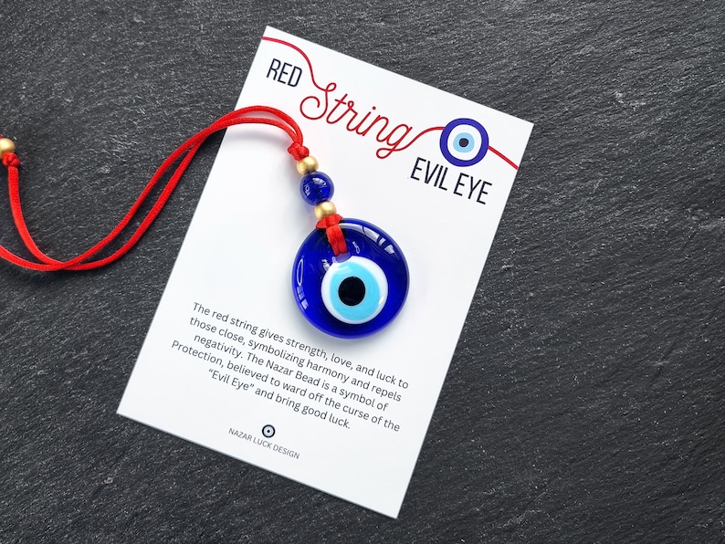 Red String Evil Eye Car Rearview Mirror Amulet Charm, Turkish Nazar Evil Eye Gift, New Home Good Luck Gift, Wall Hanging Decoration, 4.5cm image 5