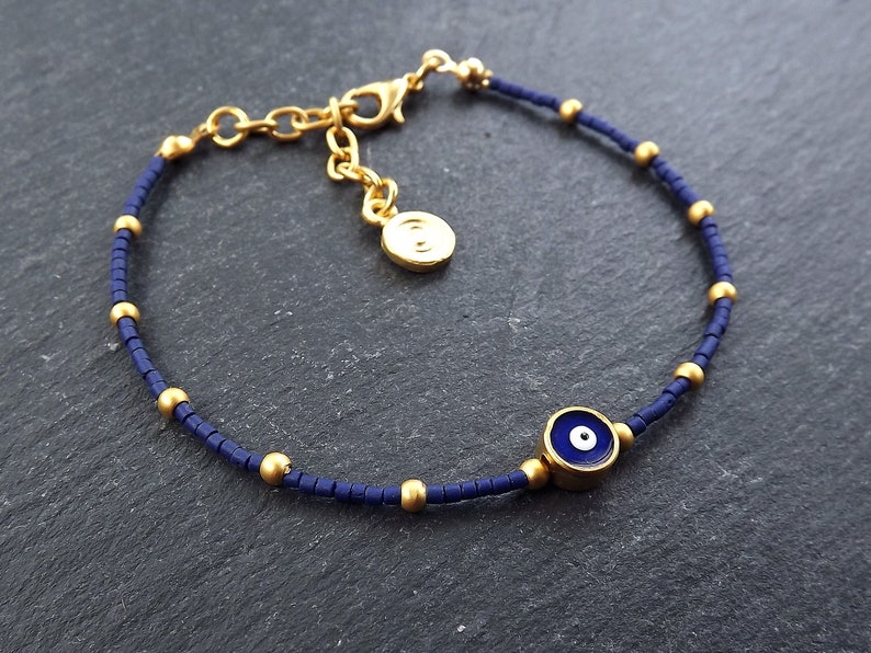 Evil Eye Bracelet, Good Luck Gift, Protect, Lucky, Blue Bracelet, Friendship Bracelet, Gift for Her, Gift for Him, Turkish Eye, Nazar, Navy image 2