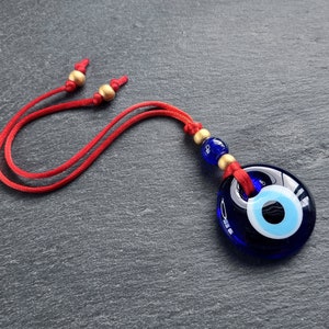 Red String Evil Eye Car Rearview Mirror Amulet Charm, Turkish Nazar Evil Eye Gift, New Home Good Luck Gift, Wall Hanging Decoration, 3.5cm image 6