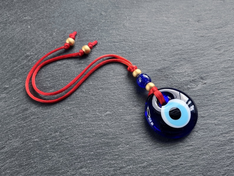 Red String Evil Eye Car Rearview Mirror Amulet Charm, Turkish Nazar Evil Eye Gift, New Home Good Luck Gift, Wall Hanging Decoration, 4.5cm image 6