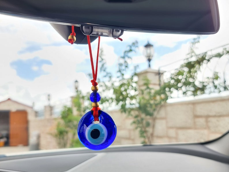 Red String Evil Eye Car Rearview Mirror Amulet Charm, Turkish Nazar Evil Eye Gift, New Home Good Luck Gift, Wall Hanging Decoration, 4.5cm image 2