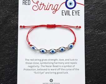 Red String Evil Eye Bracelet, Handmade Good Luck Gift, Protective Friendship Bracelet, Gift for Her, Gift for Him, Turkish Nazar