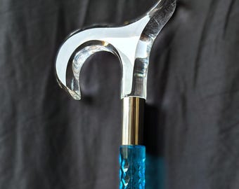 Neon Blue Acrylic Walking Cane | Fashion Mobility Stick, Custom Sizes