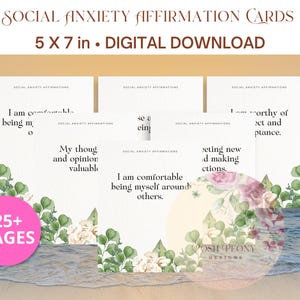 Social Anxiety Affirmation Cards Printables Positive Quote Flash Cards For Women Esteem Self Care Gift Self Love Vision Board Manifestation