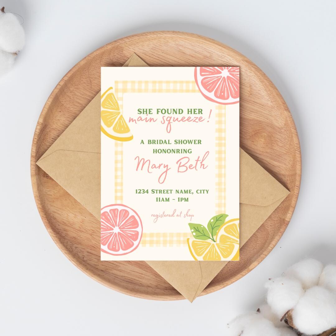 She Found Her Main Squeeze – Bridal Shower Invitation | Citrus Lemon ...