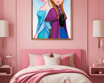 Elsa and Anna Print | Frozen Sisters Wall Art (Digital Download)