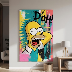 D’OH! Homer Simpson Pop Art Print – Funny Cartoon Wall Decor, Bold & Colorful Digital Download