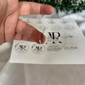 Sellos transparentes personalizados para sobres, pegatinas con iniciales para bodas, cumpleaños, despedidas de soltera, baby showers y etiquetas con nombres de pareja para bodas.