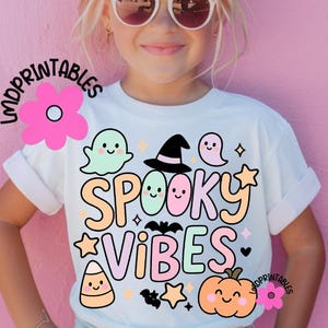 Girls Halloween Shirt png, Pastel Spooky Vibes png, Preppy Halloween png, Halloween Spooky Sublimation Png, Girly Spooky png, Cute Ghost png