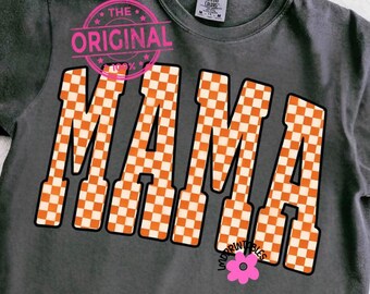 Fall Mama PNG, Checkered Mama Sublimation Design, Autumn Mama Shirt PNG, Retro Mama Fall Download, Trendy Checkered Mom PNG Mama Download