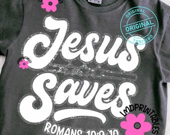 Jesus Saves PNG, Christian png, Bible Verse Png, Retro Jesus Design png, Scripture png, Faith Png Trendy Christian Shirt Designs png, Jesus