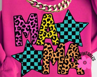 Neon MAMA png, Leopard Star Mama Png, Checkered Neon Mama, Colorful Mom Digital File, Summer Mama Shirt Png Trendy Mama Sublimation, Mom png