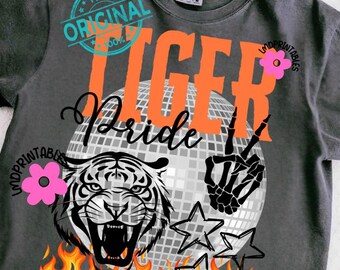 Tiger PNG, High School Tigers Football png, Tiger Pride Shirt png, Tiger Football png, Mascot Tigers shirt png, Tigers school spirit Png