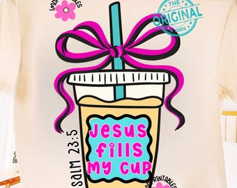 Jesus füllt meine Tasse Christian png, Bibel Vers png, Schrift png, Kokette Christian PNG, Jesus Bibel Christian Inspirational png, adrett