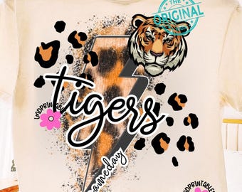 Tigers PNG, High School Tigers Mascot png, Tiger Cheer Shirt png, Tiger Football png, Mascot Tigers shirt png, Tigers school sports Game day
