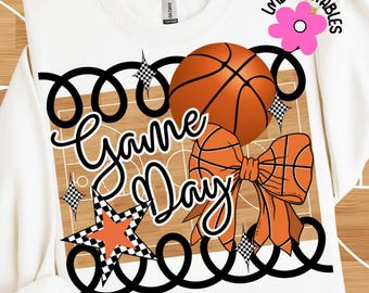Basketball Coquette Bow PNG, Basketball Game Day Png, Coquette Basketball Png, Game Day Png Basketball Mama Png, Preppy Basketball Png