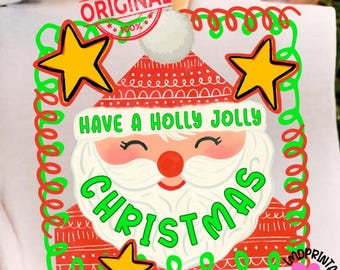 Holly Jolly Png, Merry Christmas Santa Png, Santa Christmas Png, Preppy Christmas Shirt Png, Holly Jolly Sublimation Santa Clause Png, Xmas