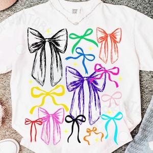 Coquette PNG, Coquette Bows png, Girly png, preppy png, Coquette Aesthetic Trendy Bow Shirt png Bows png, colorful png designs, pink bow png