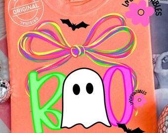 Boo PNG, Spooky Coquette PNG, Ghost PNG, Halloween Png, Fall Png, Preppy Png, Trendy Png, Halloween Bow Png, Faux Glitter Png, Brushstroke