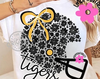 Tigers Floral Helmet PNG, High School Tigers Football png, Tiger Shirt png, Tiger Football png, Mascot Tigers shirt png Tigers school spirit