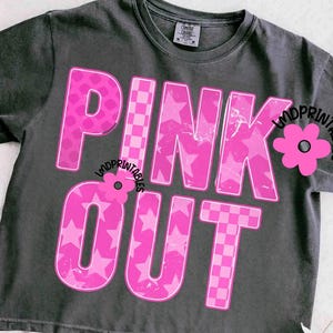 Pink Out Png, preppy football Pink Out Breast Cancer Awareness png Pink Checkered Star Football Mom Png Girly Game Day Png Tackle Cancer Png