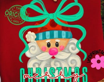 Coquette Merry Christmas Png, Santa Png, Preppy Christmas Png, Coquette Png, Merry Xmas Coquette Png, Preppy Santa Shirt png, Cute Xmas Png