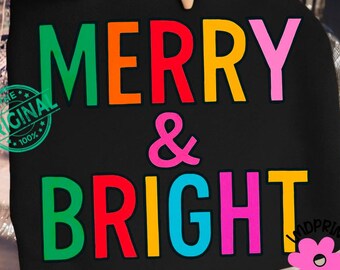 Merry and Bright Png, Merry Christmas Png, Preppy Christmas Shirt Png, Xmas png, Merry & Bright Sublimation, Christmas Sublimation Merry png