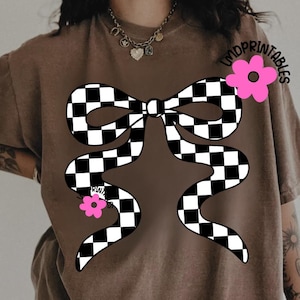 Retro Checkered Bow PNG, Coquette Bow Png, Fall Png Coquette Png Trendy Bows Png Coquette Sublimation png, Coquette Bow Shirt, Preppy png