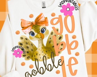 Thanksgiving Gobble Coquette PNG, Turkey PNG, Thanksgiving Sublimation Png, Thanksgiving Digital Download, Fall Png, Preppy Thanksgiving Png