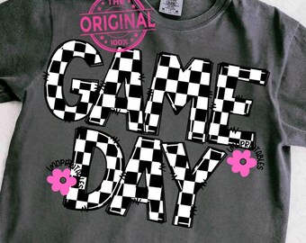 Gameday PNG, Retro Football png, Football Mom png, Football Shirt Png, Checkered Retro Football shirt sublimation, Game Day Digital Download