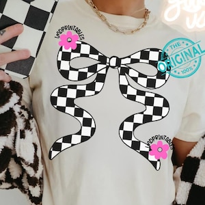 Checkered coquette bow sublimation design, Retro checkered bow png, Race png, Checkered png, Sublimation Design Coquette Sublimation png