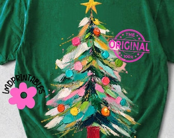 Painted Christmas Tree Png, Merry Christmas Png, Preppy Christmas Png Christmas Png, Preppy Christmas Png, Trendy Christmas Shirt png