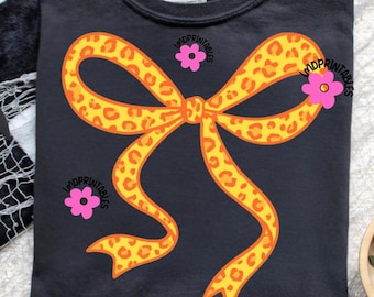 Orange Leopard Bow PNG, Coquette Bow Png, Cheetah Bow Fall Png Coquette Png Trendy Bows Png Coquette Sublimation png, Coquette Bow Shirt