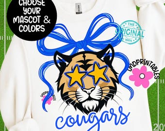 Custom Mascot PNG Design for T-Shirts, Custom School Digital Download, High-Quality Transparent Image, Customizable PNG for School Mascots