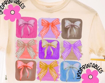 Coquette Bow PNG, Vintage Bow Collage Png, Coquette Aesthetic Png, Trendy Bows Png, Gingham Bows Sublimation, Bow Shirt Png, Preppy Fall png