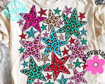 Leopard Stars Png, Preppy Stars Design, Christmas Leopard Star Shirt Design, Fall Png, Trendy Png, Leopard Print Png, Stars Sublimation