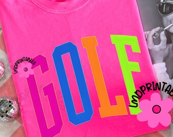 Golf PNG, archivo PNG de camiseta de golf neón, sublimación DTF, diseño de camiseta de golf, amantes del golf, jugador de golf, golf de verano